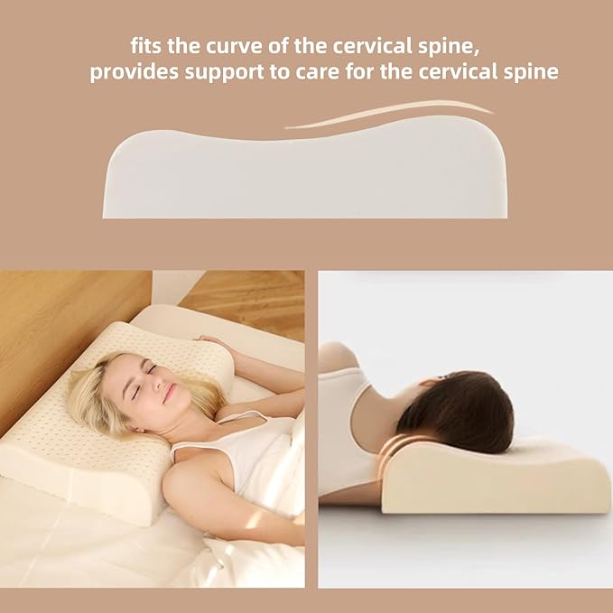 Nature Latex Foam Pillows, Cervical Pillow for Neck and Shoulder Pain Relief, Ergonomic Contour Bed Pillow, Medium Firm for Side Sleep Stomach Sleeping and Back Sleeper(23.6"×15.7"×3.7"/4.5")