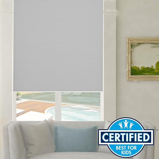 Persilux Light Filtering Cellular Blinds for Windows Pleated Cordless Roller Shades Room Darkening UV Protection Honeycomb Shades for Home, Windows and Bedroom, Dark Grey, 29" W x 38" H