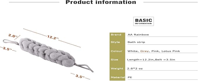 AARainbow 2 Packs Long Stretch Back Sponge with Rope Handles Back Scrubber Bath Shower Mesh Sponge Exfoliating Body Scrub Stretch Braided Loofah for Men and Women (2 Gray)