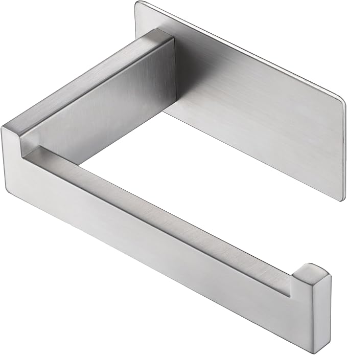 LANC Self-Adhesive Toilet Tissue Holder, Brushed Nickel Toilet Paper Holder Wall Mounted for Bathroom Washroom Stick On Tissue Roll Holder with Drill Free Rustproof Stainless Steel, A8307BN