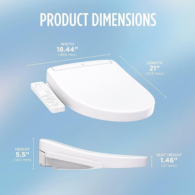 TOTO® WASHLET® S2 Electronic Bidet Toilet Seat with Instantaneous Water Heating, PREMIST and EWATER+ Wand Cleaning, Elongated, Cotton White - SW3346#01