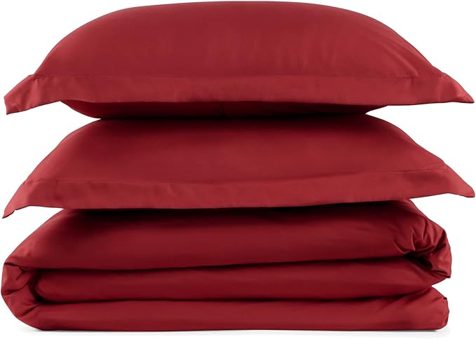 PeachSkinSheets 1500tc Level of Softness Soft Cooling Duvet Cover Set | King/Cali King Size - Deep Crimson Red