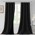 H.VERSAILTEX 100% Blackout Curtains for Bedroom Thermal Insulated Blackout Curtains 96 Inches Long Rod Pocket Window Drapes for Living Room with Black Liner 2 Panels Set, Jet Black