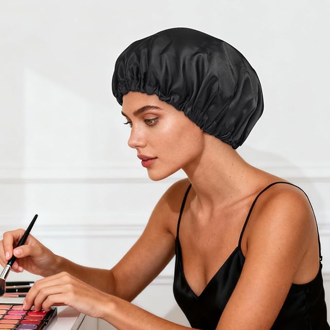 Satin Bonnet Double Layer Silk Bonnet for Sleeping Women Hair Care for Natural Curly
