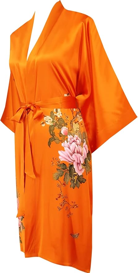 women's 100% silk kimono, short bathrobe pajamas, kimono pajamas