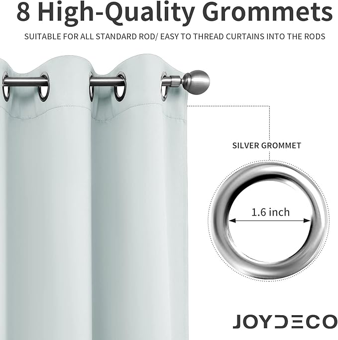 Joydeco White Curtains 45 Inches Long 2 Panels Set, Thermal Insulated Long Curtains& Drapes 2 Burg, Room Darkening Grommet Drapes for Living Room Bedroom Window (W52 x L45 Inch, Greyish White)