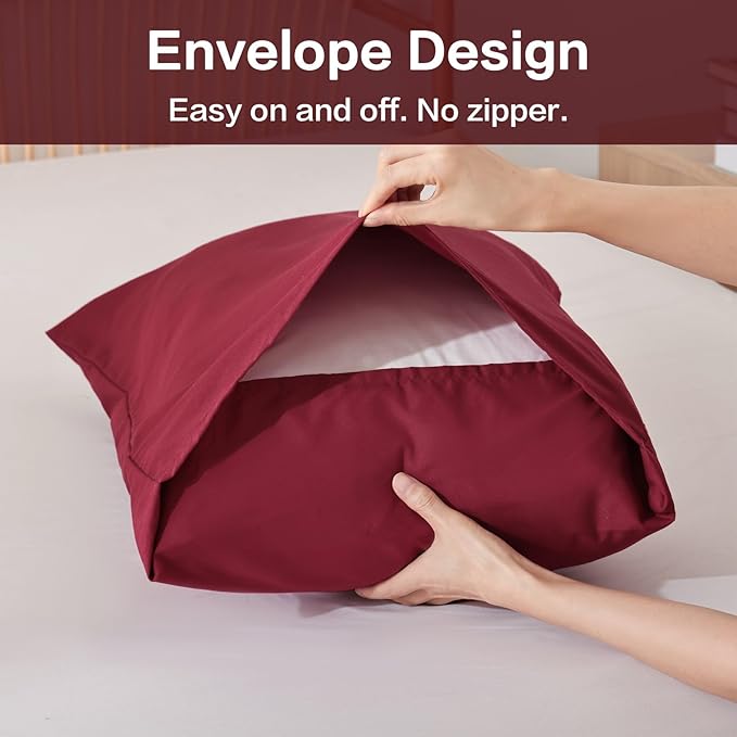 ROSGONIA Twin Comforter & Pillowcase for College Girls & Boys - Dark Red, Lightweight Dorm Bedding