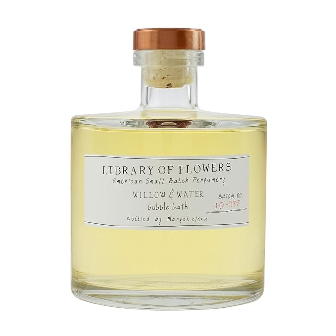 Library of Flowers Willow & Water Bubble Bath, 17 fl. oz., Cut Greens, Flowering Lotus & Watercress, Skin Hydrating & Deep Moisturizing, Avocado Oil & Green Tea, Relaxing Scented Bubbling Bath Soap