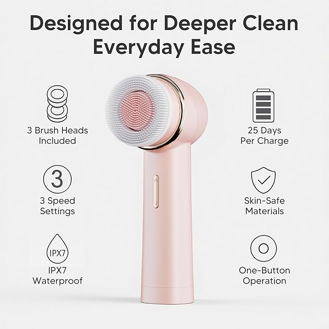 Double Directional Rotating Teenage Cleansing Brush, deep Pore Cleaning Rechargeable Waterproof Cleansing Brush, Trendy Stuff Christmas Gifts/Stocking Stuffer