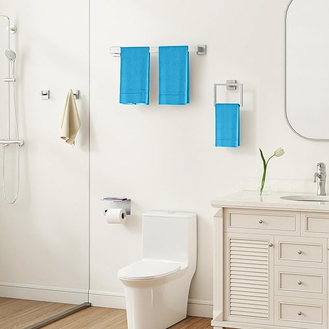 10-Piece Bathroom Hardware Accessories Set Brushed Nickel, 24 inch Towel Bar, Stainless Steel Towel Racks for Bathroom, Bath Towel Bar Set Wall Mounted