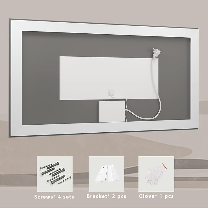 55x40 inch Large LED Mirror for Bathroom, Lighted Vanity Mirror for Wall, Dimmable, Anti-Fog, Shatter-Proof, ETL Listed (Front Lights + Backlit)