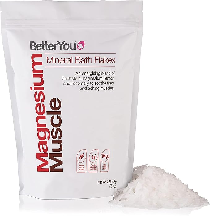 BetterYou Magnesium Muscle Bath Flakes - Mineral Bath Salts for Muscle Recovery - Post-Workout Soak for Sore Muscles - Natural Magnesium - 2.3 lb (Pack of 2)