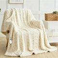 Heated Blanket Electric Throw, 50"X60" Waffle Heating Blanket with 12 Heat Levels, Fast Heating Blanket with 1-12 Timer Settings, Overheat Protection with ETL & FCC for Home Office Sofa (Milky White)