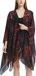 Women's Bohemian Floral Chiffon Beach Cover up Swimsuit Kimono Summer Swimwear Cardigans