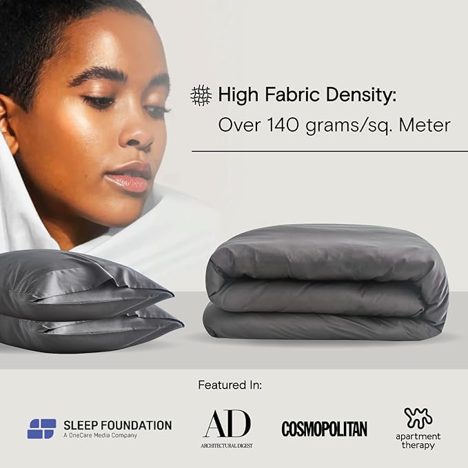 DOZ Duvet Cover Set, 100% Viscose derived from Bamboo, Organically Grown, Buttery Soft, Cooling Duvet Covers, High GSM, 1 Duvet Cover and 1 Pillowcase, 70"x90" (Storm, Twin/Twin XL)
