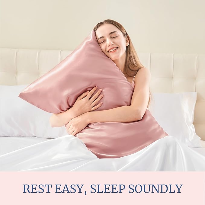 BEDELITE Satin Pillowcase for Hair and Skin, Super Soft Similar to Silk Pillow Cases 4 Pack with Envelope Closure, Cooling Pillowcases for Women Men (20"x40" King Size, Rose Pink)