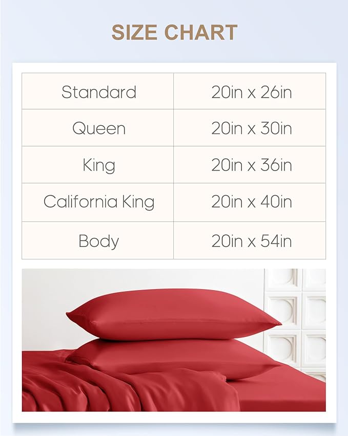 THXSILK 100% Pure Mulberry Silk Pillowcase for Hair and Skin, Upgraded Real 22 Momme Grade 6A+ Silk, Durable Soft Silk Pillow Case with Zipper(King Size 20"x36", Red)