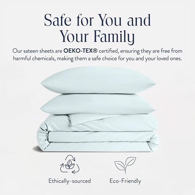 Brooklinen Luxury Sateen Duvet Cover Set - 100% Cotton, Full/Queen Size in Sky - Includes 1 Duvet Cover and 2 Standard Pillowcases - Best Full/Queen Duvet Covers