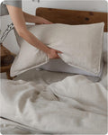 XZ XIFA Linen Pillowcases King - Pack of 2-100% Natural Washed French Flax, Breathable, Durable, Textured Envelope Pillowcases - Linen, 20'' x 40''