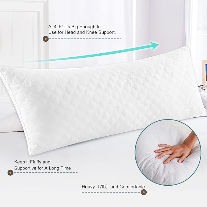 Oubonun Full Body Pillow for Sleeping-Adjustable Firm and Fluffy Body Pillows for Adults-Long and Large Pillow for Bed- 21"x54"