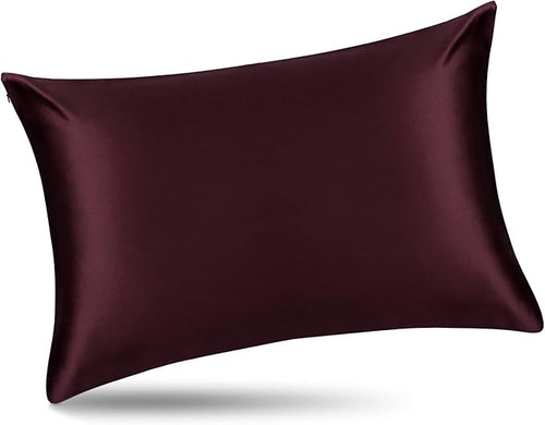 ALASKA BEAR King Silk Pillowcase and Scrunchie Gift Set Pillow Cases for Acne, Eyelashes & Extensions (1 Pack, Red Burgundy)