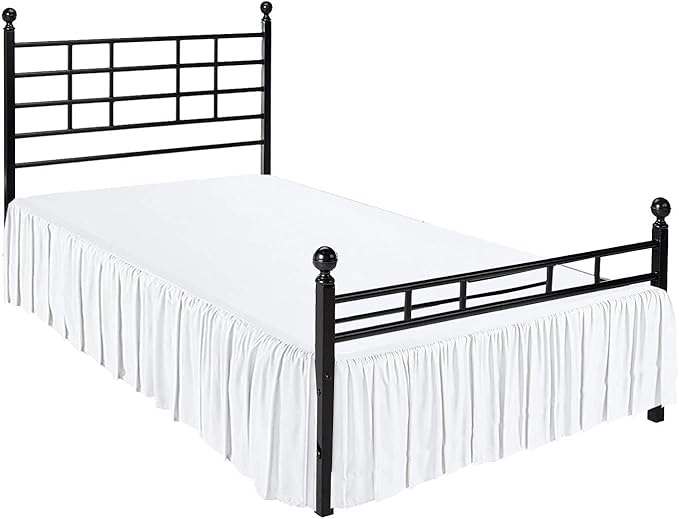Ruffled Bed Skirt with Split Corners, White, King 24 Inch Drop Bedskirt, Hotel Quality Brushed Microfiber Wrinkle Free Dust Ruffle Bed Skirt King Size