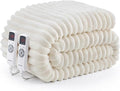 Hansleep Heated Blanket Queen Size Electrci Throw Dual Control, Heating Blanket with 9 Heating Levels and 10-Hour Timer Auto Shut Off, Washable Soft Warm Winter Blanket, 80 x 90 Inches, Beige