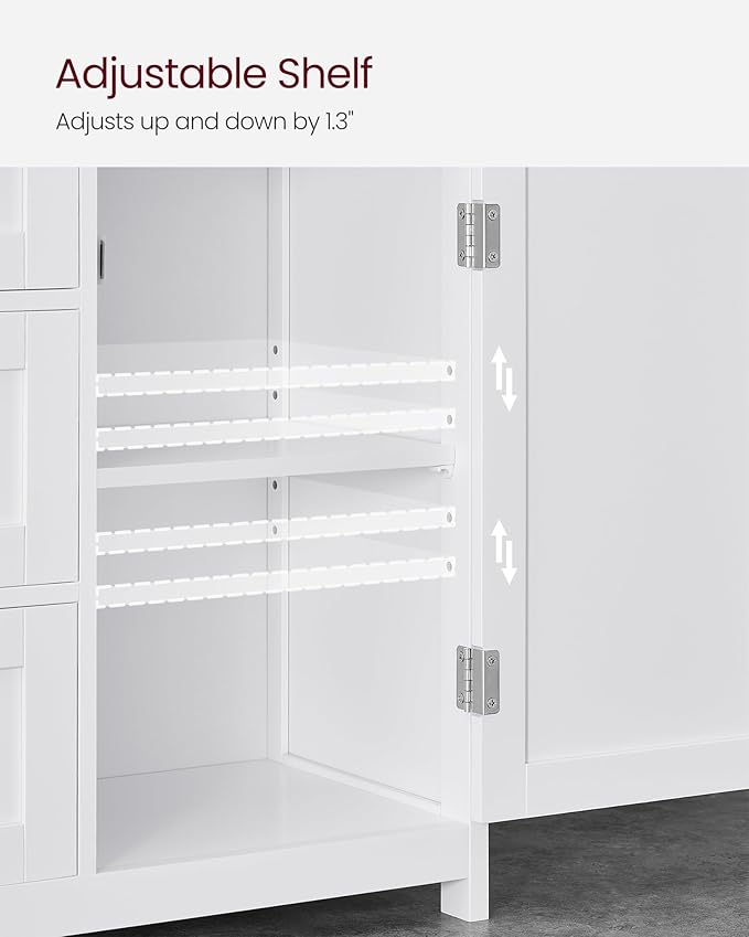 VASAGLE Floor Storage Cabinet, Freestanding Storage Unit with 3 Drawers, Adjustable Shelf, 11.8 x 23.6 x 31.5 Inches, for Living Room, Bathroom, Entryway, White UBBC542P31V1