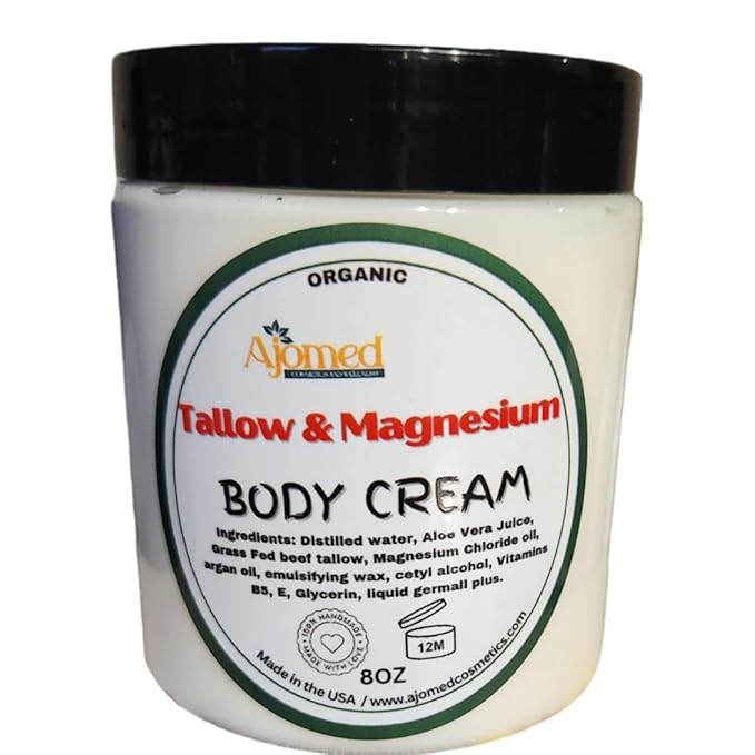Tallow & Magnesium Body butter - Grass Fed and Finished beef tallow Magnesium Cream- Handmade tallow moisturizer for Cracked, Dry, Itchy skin- dry skin body care (LAVENDER VANILLA)