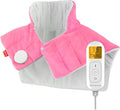 Comfytemp Heating Pad for Neck and Shoulders and Back, Weighted Electric Heat Pad for Pain Relief, 2.6lb Large Heated Wrap, 9 Heat Levels, 11 Auto-Off, Gifts for Women Mom Wife, Pink