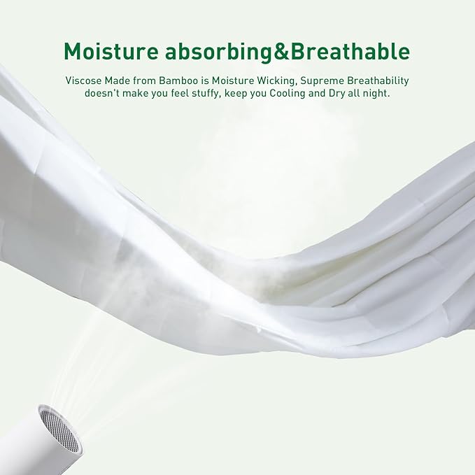 100% Viscose Bamboo Comforter, Soft Lightweight Cal King Size Summer Cooling Comforter, 8 Corner Tabs, Breathable for Hot Sleepers (White-Summer, 104x96)