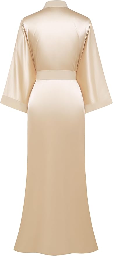 PRODESIGN Satin Kimono Robe Women Long Silky Kimono Bathrobe Sleepwear Wedding Bridesmaid Robe