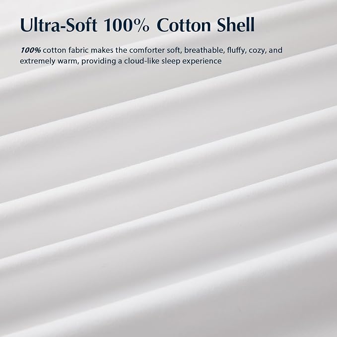 Pacific Coast Down Comforters Twin Size, 100% Cotton Duvet Insert, Extra Fluffy White Comforter, Ultra-Soft, Breathable, All Season Hotel Luxury Bedding Comforters, 8 Corner & Center Loops (68"x90")