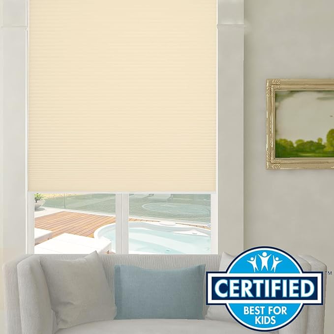 Persilux Custom Size Cellular Window Shades Cordless Roller Shades Light Filtering Honeycomb Window Blinds UV Protection Blinds for Windows, Home and Bedroom Ivory
