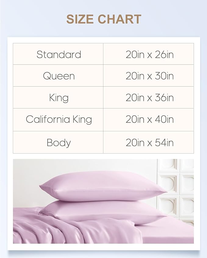 THXSILK Silk Pillowcase for Hair and Skin, 100% Mulberry Silk Bed Pillowcase 22 Momme, Hypoallergenic Soft Breathable Silk Pillow Case with Hidden Zipper, King Pillow Case 20"x36", Light Purple