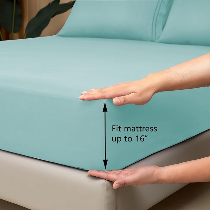 Mejoroom California King Size Sheet Set - Soft Microfiber Bed Sheets,Deep Pocket Fitted Sheet, Breathable, Wrinkle & Fade Resistant - 4 Piece (California King, Grayish Green)