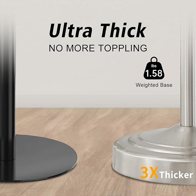 Hoimpro 17" Brushed Nickel Standing Towel Rack Bracket, Double Towel Ring Hand Towel Free Stand Holder Bathroom Hardware Accessories Set, Towel Bar for Bathroom Vanities and Kitchen Countertops