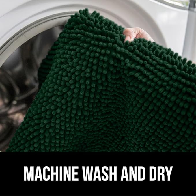 GORILLA GRIP Bath Rug Mat, Soft Absorbent Chenille, Quick Dry Microfiber Mats, Rubber Backing Washable Shower Floor Rugs, Bathmat Runner, US Designed Bathroom Decor Accessories 24x17, Hunter Green