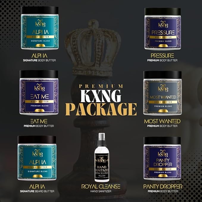 KXNG Cosmetics, Body Butter, Organic Skin Care for Men and Women, Body Moisturizer Lotions and Creams, Raw Shea Butter, Cocoa Butter, Mango, Coconut Oil, Hand, Foot, All Skin Types (Men's Care Pack)