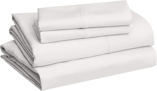 Amazon Basics Lightweight Super Soft, Wrinkle-Free, Breathable Microfiber 4 Piece Bed Sheet Set with 14-Inch Deep Pockets, Queen, Cream, Solid