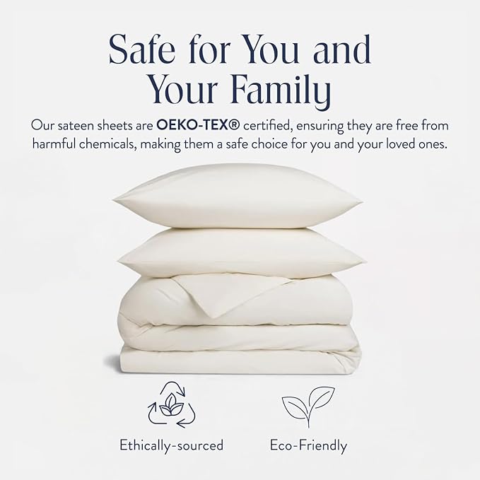 Brooklinen Luxury Sateen Duvet Cover Set - King/Cali King Size in Cream - 3 Piece Set (1 Duvet Cover, 2 Pillowcases) - 100% Cotton, 480 Thread Count