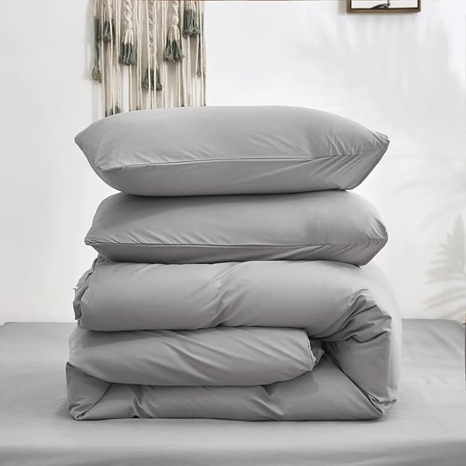 Cottonight Silver Grey Comforter Sets California King Light Grey Bedding Comforter Set Gray Blanket Quilts Solid Modern Bedding Comforter Sets for Cal King Bed Women Men Adults