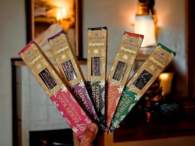 Organic Incense Sticks Variety of FRAGRANCES (6 u) - Handmade Natural Incense Sticks, Each Stick is a Different Scent. Perfect for Every Mood. Aromas for Your Well Being. Spiritual Gift.