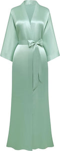 PRODESIGN Satin Kimono Robe Women Long Silky Kimono Bathrobe Sleepwear Wedding Bridesmaid Robe