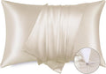 Bedsure Satin Pillowcase with Zipper, Similar to Silk Pillow Cases 2 Pack, Beige Satin Pillow Cases Queen, Silky & Soft Pillow Covers Hair and Skin, Christmas Decor Gifts for Women Men, 20x30 Inches