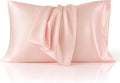 Bedsure Satin Pillowcase for Hair and Skin Queen - Peach Pink Silky Pillowcase 2 Pack with Envelope Closure, Similar to Silk Pillow Cases, Gifts for Women Men, 20x30 Inches, 2pcs