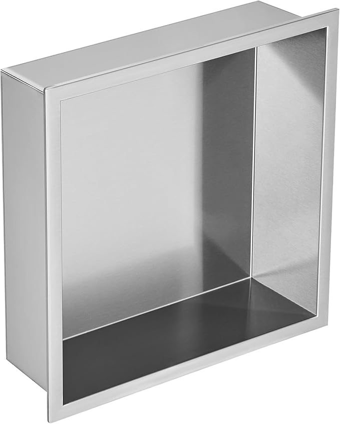 VEVOR Shower Niche No Tile Needed, Stainless Steel Niche for Shower Wall, Sealed Waterproof Rust-Resistant Bathroom Niche for Storage, 13x13'' Single Shelf