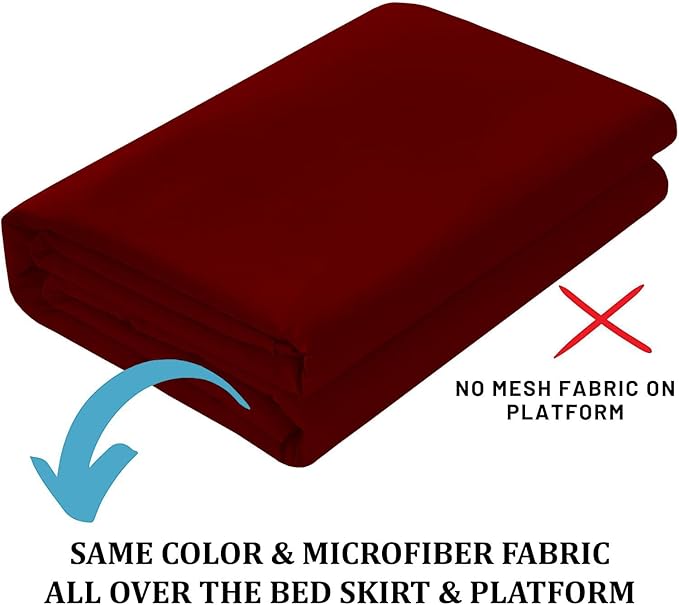 Ruffled Bed Skirt with Split Corners, Burgundy, King 18 Inch Drop Bedskirt, Hotel Quality Brushed Microfiber Wrinkle Free Dust Ruffle Bed Skirt King Size