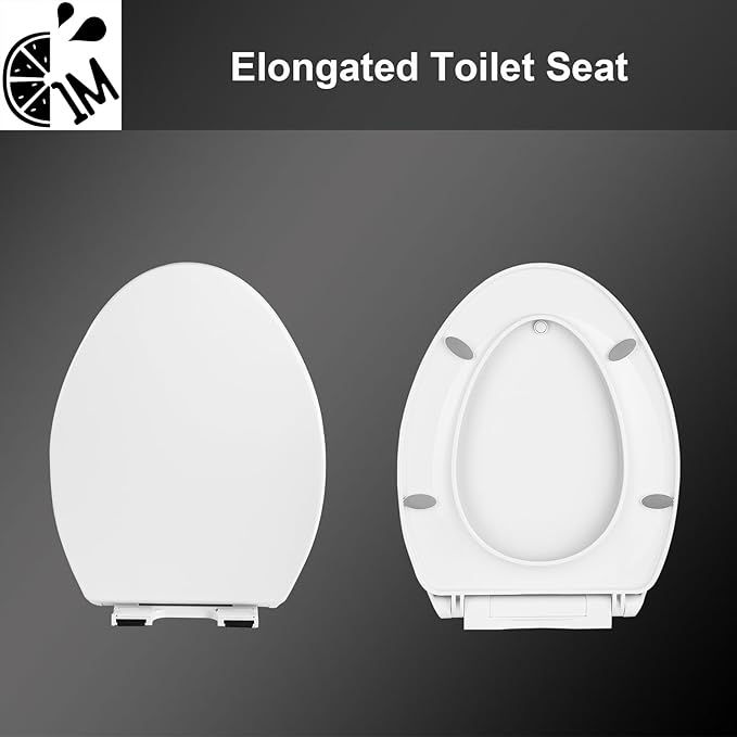 1M Family Toilet Seat, Patented Slow Close & Quick Releasing Technology, Anti-Wiggling, Easy to Install and Clean, Standard Elongated with Adult Seat Only (1 Piece)