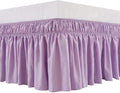 MEILA Wrap Around Bed Skirt Three Fabric Sides Elastic Dust Ruffled 14 Inch Tailored Drop,Easy to Install Fade Resistant-Light Purple, Queen/King